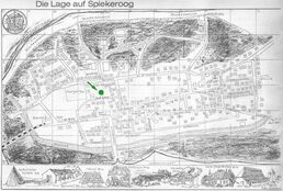 Zeichnung mit der Ortslage des Hauses Lieke Deeler (aus den 1980ern) Zeichnung mit der Ortslage des Hauses Lieke Deeler auf der Insel